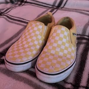 Kids Yellow Checkered Vans